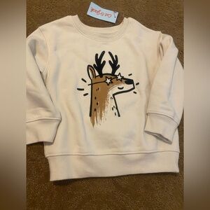 Cat & Jack unisex graphic Reindeer sweatshirt crew Christmas Winter new size 3